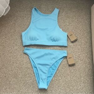 Nike Women’s Swim 2 Piece Light Blue Bikini Matching Swim Set Sz L NWT
